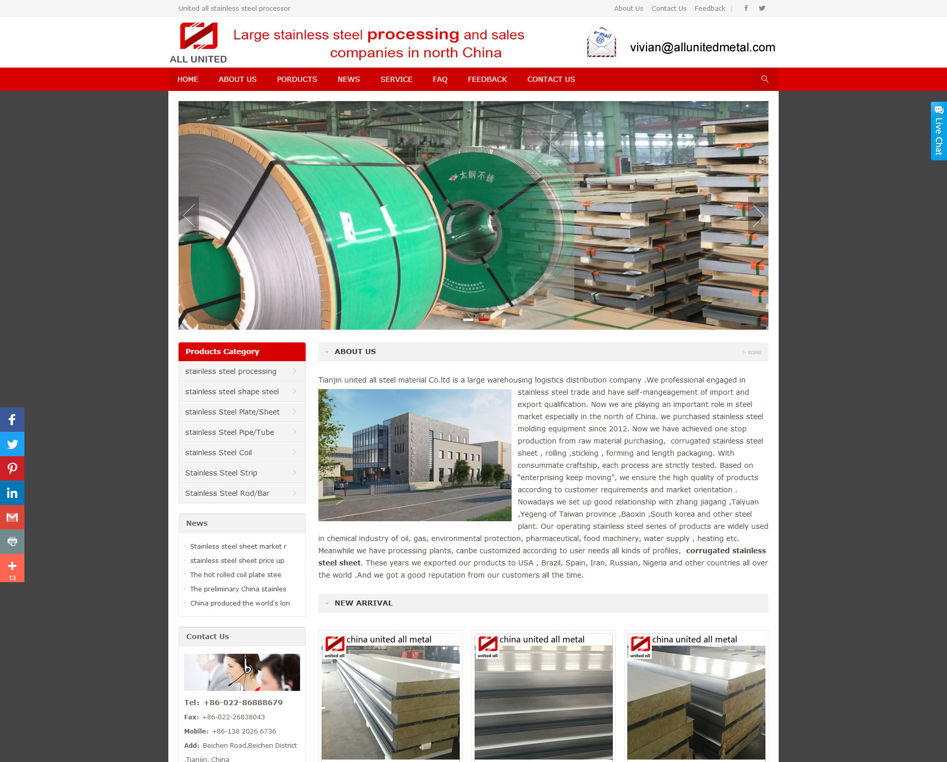 United all stainless steel processor