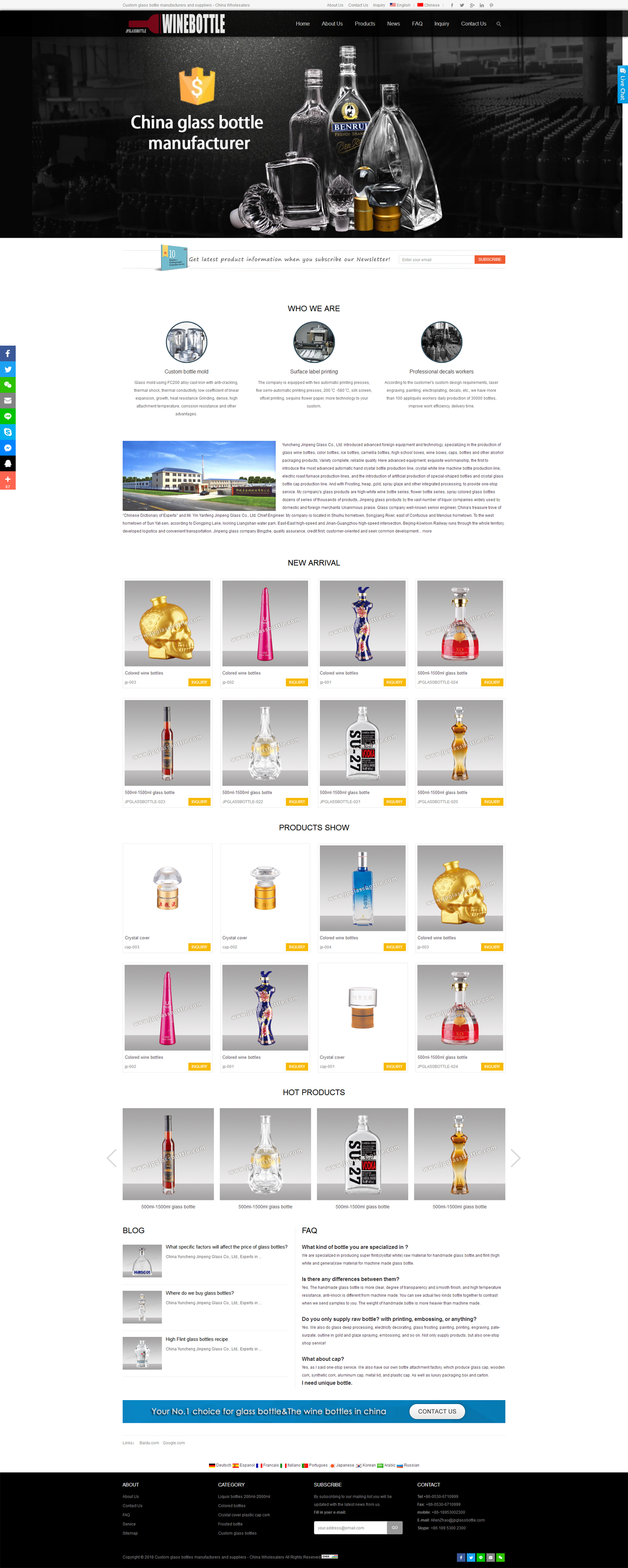 Custom glass bottles manufacturers and suppliers